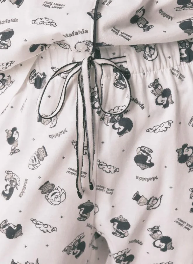 women'secret  White 100% cotton classic pyjamas Mafalda for Women | Best Price UAE